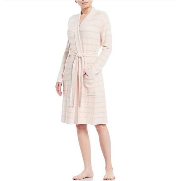 BAREFOOT DREAMS Pink Tonal Stripe CozyChic Lite Bathrobe for Women's L/XL NWT - Picture 1 of 10